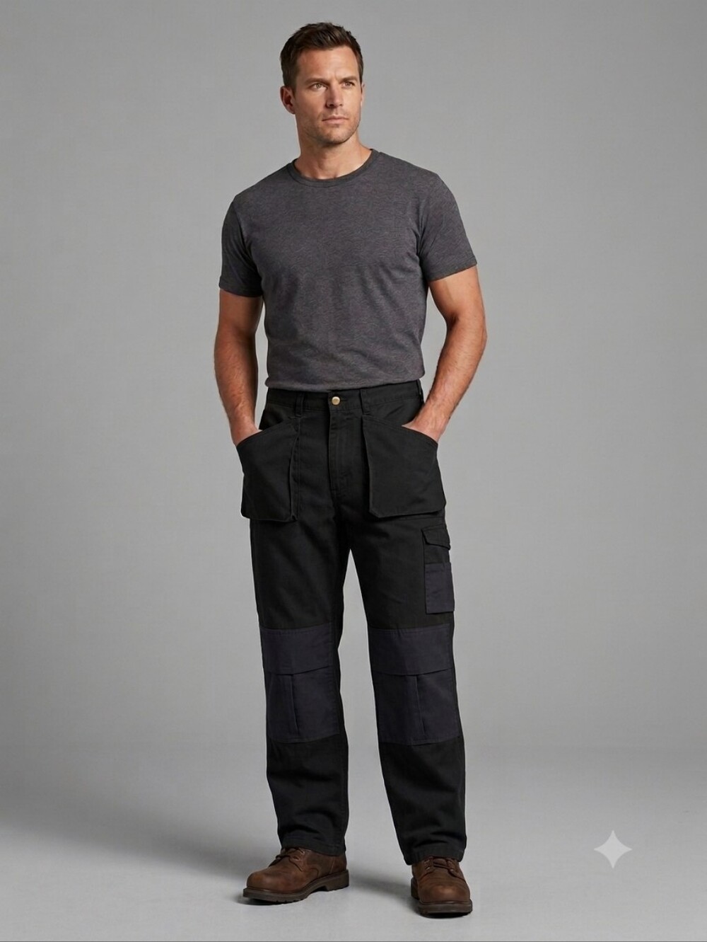 Vintage Y2K Mark’s Work Wearhouse Black Canvas Double Knee Cargo Pants 40 Fit 37